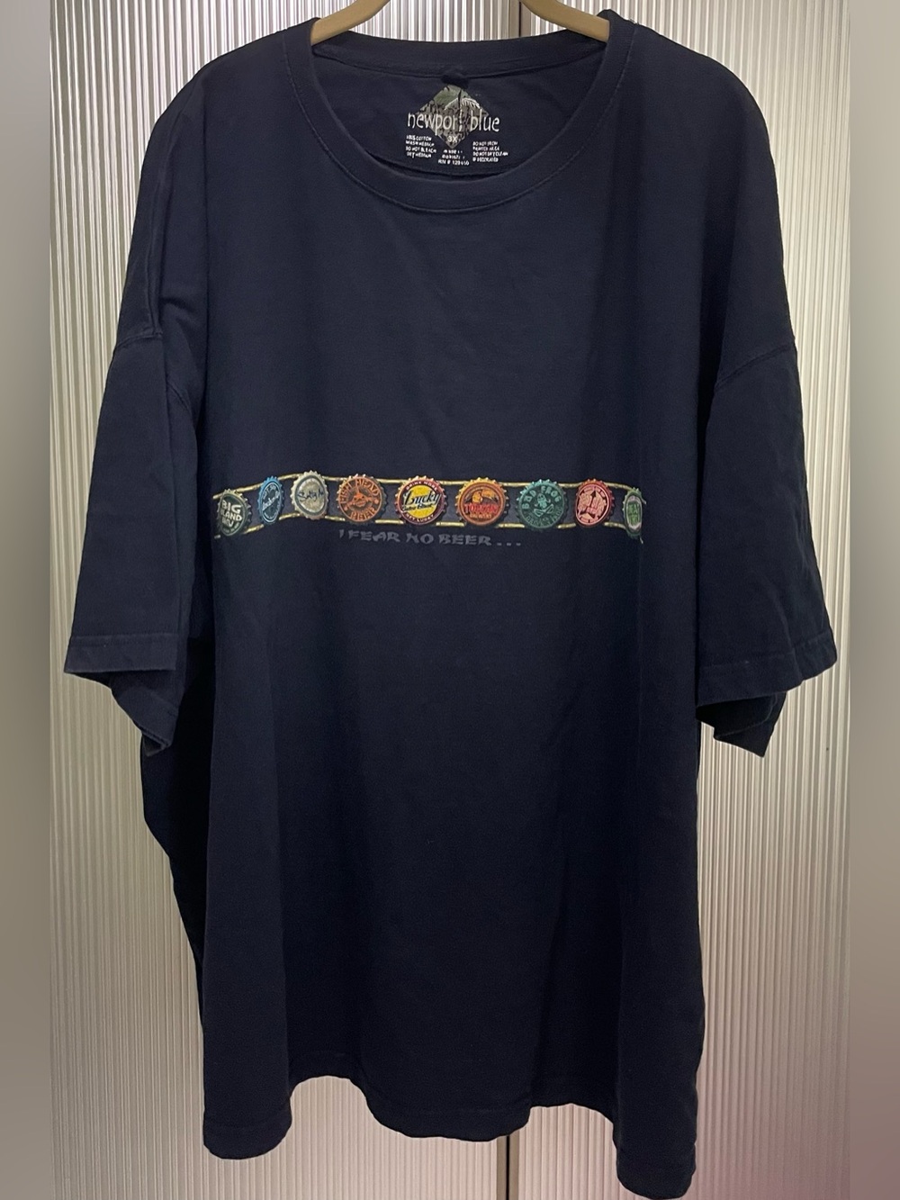 Newport Blue T-Shirt. Men’s Size 3X. Black Short Sleeve.